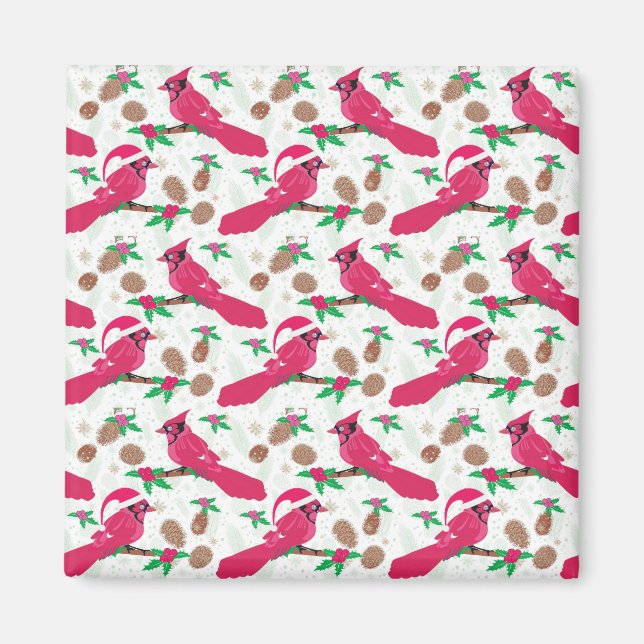 Roter Kardinal Bird santa Magnet (Vorne)