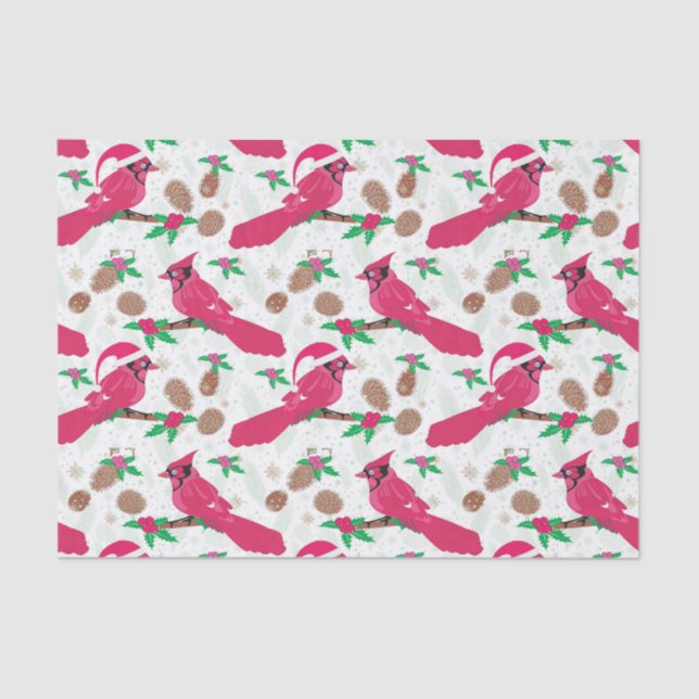 Roter Kardinal Bird santa Seidenpapier (Vorderseite)