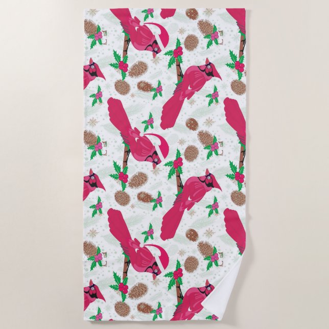 Roter Kardinal Bird santa Strandtuch (Vorderseite)