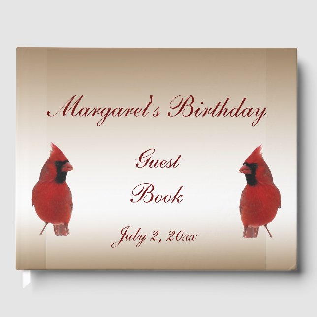 Roter Kardinal Birds Geburtstagsparty Gästebuch (Vorderseite)