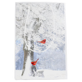 Roter Kardinal Birds Weihnachtsschneebaume Mittlere Geschenktüte