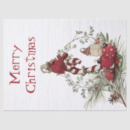 Roter Kardinal Chickadee Bird Winter Weihnachten Seidenpapier