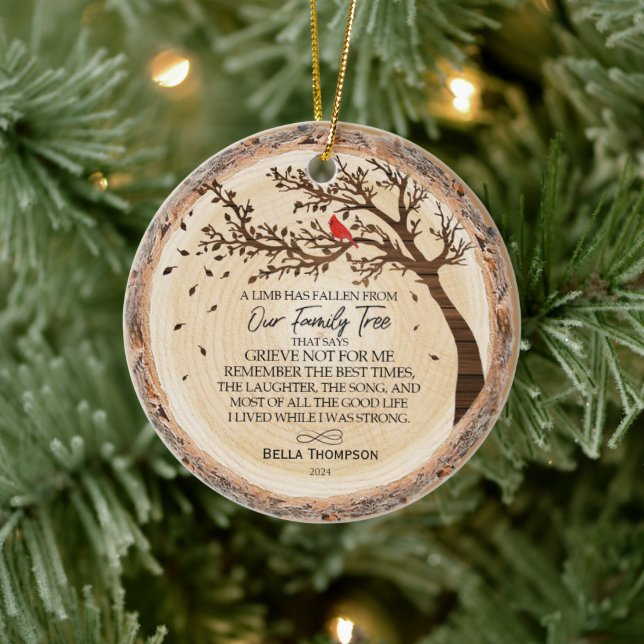 Roter Kardinal der Rustikalen Kleider-Familiendenk Keramik Ornament (Baum)
