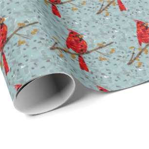 Roter Kardinal, der Weihnachtsvogel Geschenkpapier
