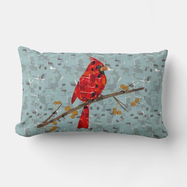 Roter Kardinal, der Weihnachtsvogel Lendenkissen (Vorderseite)