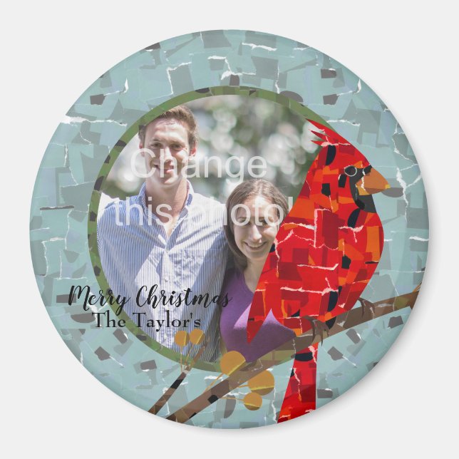 Roter Kardinal, der Weihnachtsvogel Magnet (Vorne)