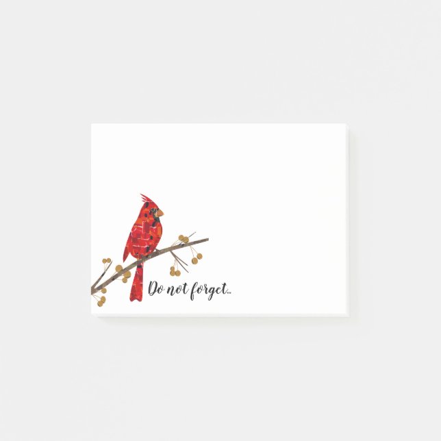 Roter Kardinal, der Weihnachtsvogel Post-it Klebezettel (Vorderseite)