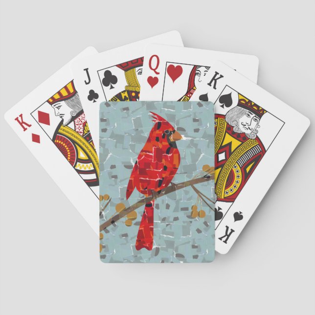 Roter Kardinal, der Weihnachtsvogel Spielkarten (Rückseite)
