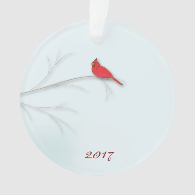 Roter Kardinal Editable Foto Ornament (Vorderseite)