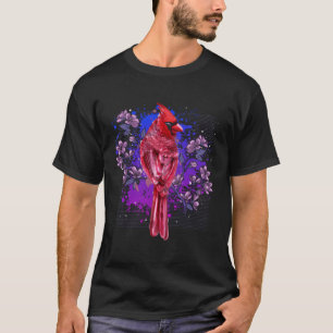 Roter Kardinal Floral Bird Watching Blume Bird T-Shirt
