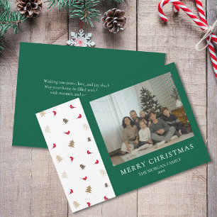 Roter Kardinal Foto Weihnachtskarte Moderner Pine  Feiertagskarte