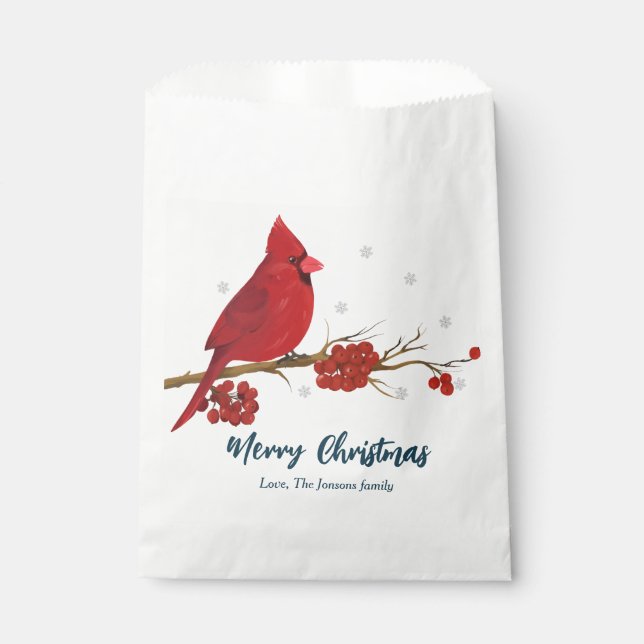 Roter Kardinal Geburtstag Weihnachten Geschenktütchen (Vorderseite)