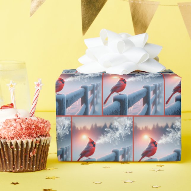 Roter Kardinal Gesang eines Frosty Tunes Geschenkpapier (Geburtstagsparty)