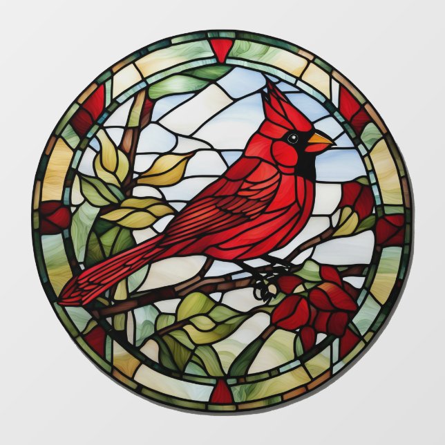 Roter Kardinal Gesteinigter Glattholzvogel Fensteraufkleber (Blatt)