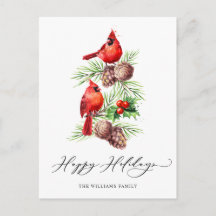 Roter Kardinal Holly Berry Weihnachtsfeiertag