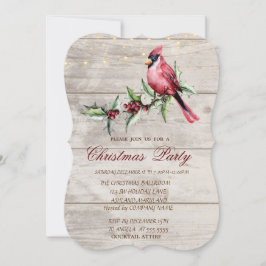 Roter Kardinal Holly Berry Wood Christmas Corporat Einladung