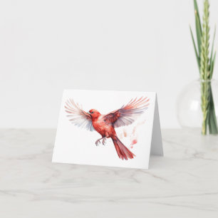 Roter Kardinal im Flug - Weihnachtskarte – Leer Karte