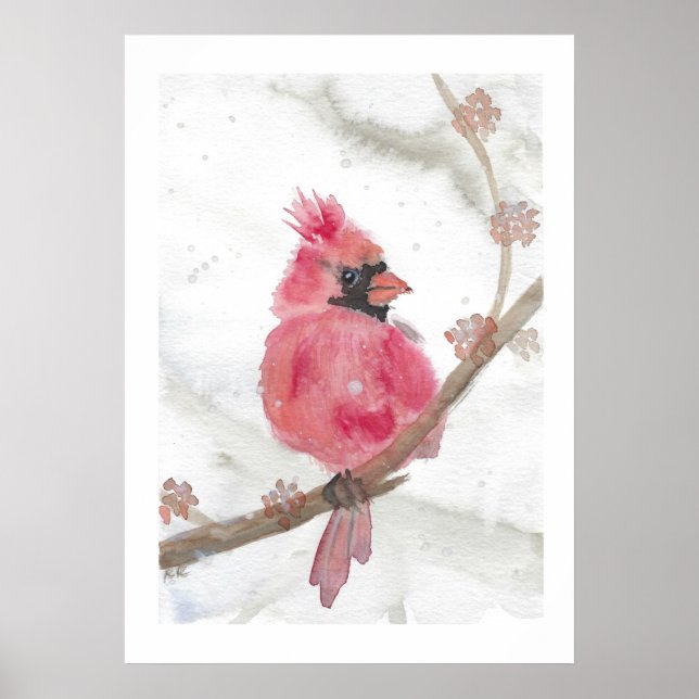 Roter Kardinal im Schnee Poster (Vorne)