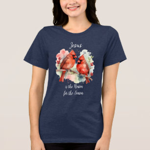 Roter Kardinal Jesus ist der Grund für die Weihnac Tri-Blend Shirt