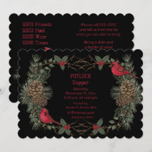 Roter Kardinal-Kranz-Weihnachts-Potluck-Abendessen