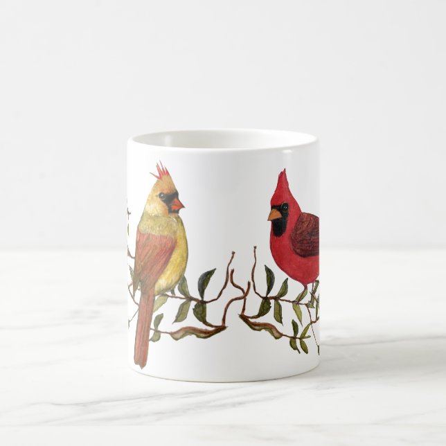 Roter Kardinal Lovebirds Weiße Kaffee Tasse (Mittel)