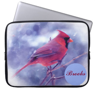 Roter Kardinal mit Name Laptop Sleeve