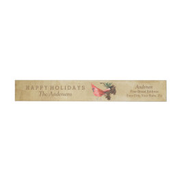 Roter Kardinal Pine Cones Holiday Wraparound Label