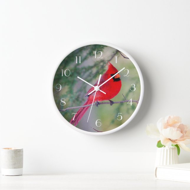 Roter Kardinal Sitzstange Uhr (Zuhause)