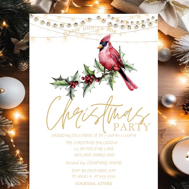 Roter Kardinal Stars Weihnachten Einladung (Von Creator hochgeladen)