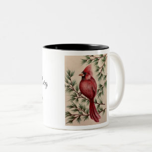 Roter Kardinal und Kiefer Zweifarbige Tasse