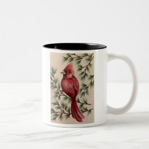 Roter Kardinal und Kiefern-Zweifarben-Kaffeetasse Zweifarbige Tasse