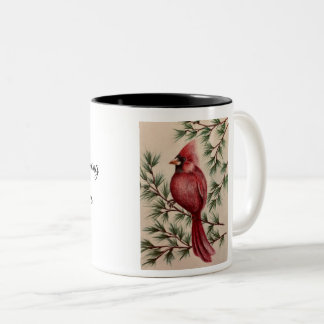 Roter Kardinal und Pinien Zweifarbige Tasse