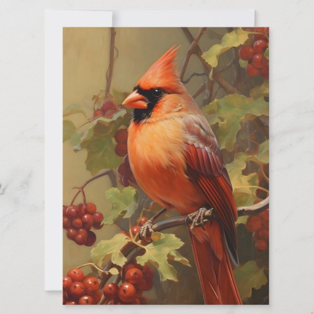 Roter Kardinal und Waldbeeren Karte (Vorderseite)