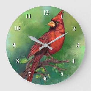 Roter Kardinal-Vogeluhr Große Wanduhr