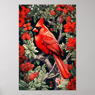 Roter Kardinal, Wall Poster, Kunstillustrierung Poster