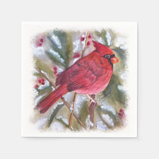 Roter Kardinal Weihnachten Serviette (Vorderseite)