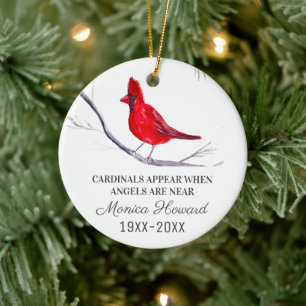 Roter Kardinal-Weihnachts-Tribut-Erinnerungsvogel Keramik Ornament