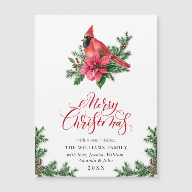 Roter Kardinal Weihnachtsfeiertag Magnetkarte (Vorderseite)