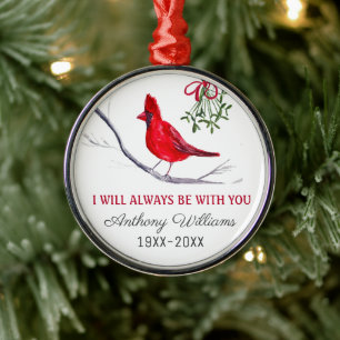 Roter Kardinal-Weihnachtstribut Gedenkvogel Ornament Aus Metall
