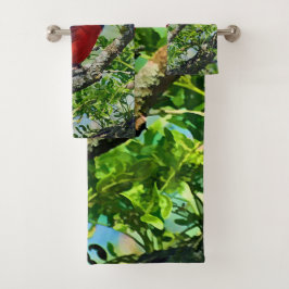 Roter Kardinal Wild Bird Fotograf Badhandtuch Set