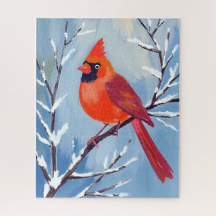 Roter Kardinal Winter-Aquarell-Feiertag