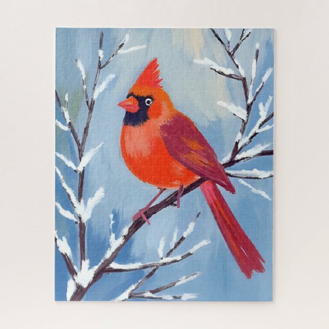 Roter Kardinal | Winter-Aquarell-Feiertag (Vertikal)