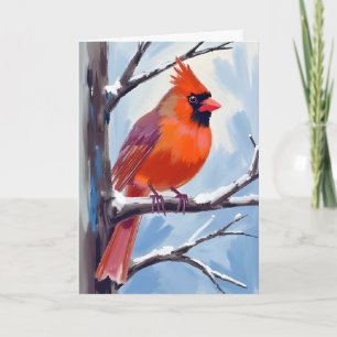 Roter Kardinal Winter Aquarell Feiertagskarte