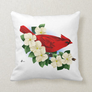 Roter Kardinals-Vogel Kissen