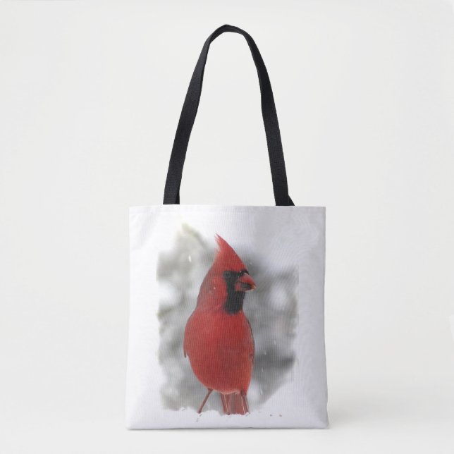 Roter Kardinals-Vogel Winter-Schnee-in der Tasche (Vorderseite)