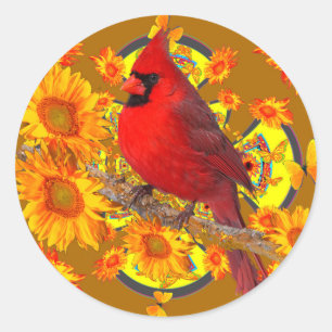 roter Kardinalsvogel Runder Aufkleber