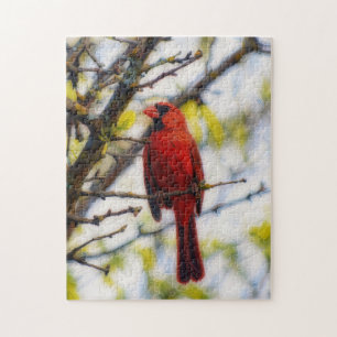 Roter Kardinalvogel Nahaufnahme Naturpuzzle