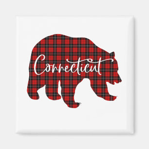 Roter Karierter Connecticut-Bär, Pajama Magnet