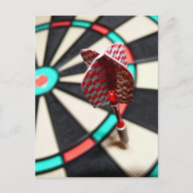 Roter, karierter Dartboard Postkarte (Vorderseite)