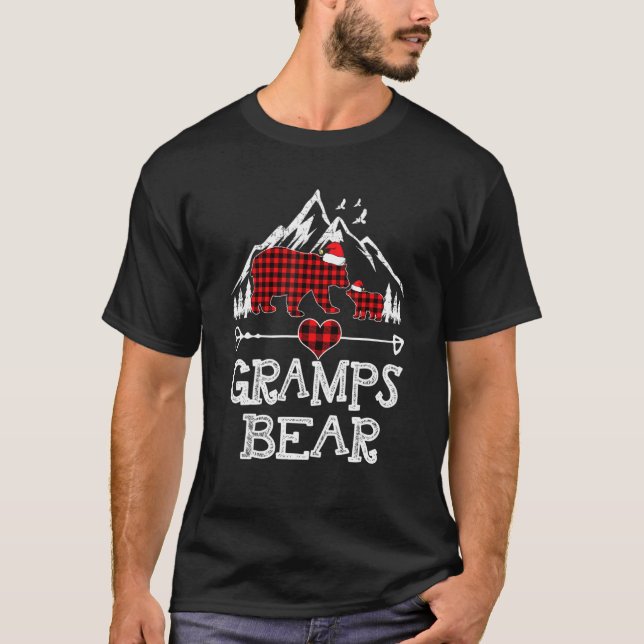 Roter Karierter Grampe Bär Matching Pajama Family T-Shirt (Vorderseite)